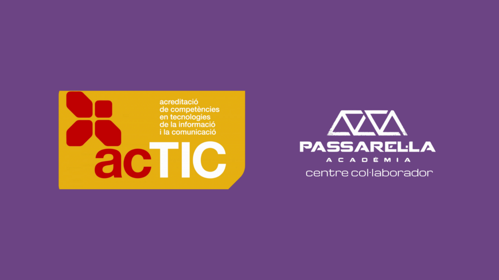Logotipo oficial del ACTIC de la Generalitat de Catalunya junto al de Passarel·la Acadèmia, centro colaborador